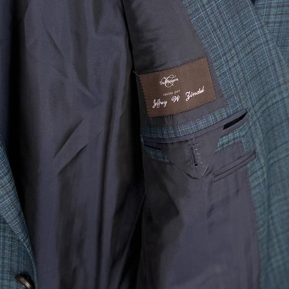 Canali Mens 44R Wool Sport Coat Blue Plaid Made Italy Blazer Jacket Notch Lapel - Picture 10 of 11